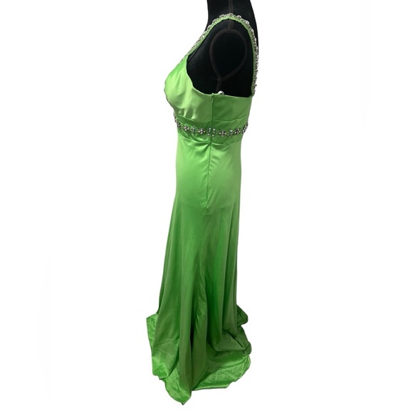 Lime green prom dress with beaded diamonds/ green formal dress/ by Coli Couture - Picture 5 of 16